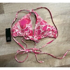 NWT Wild Fable‎ String Bikini Swim Top Hearts Sz XS